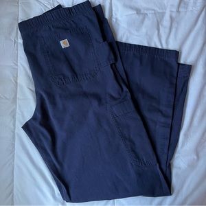 carhartt blue cargo pants / tie waist / soft linen material